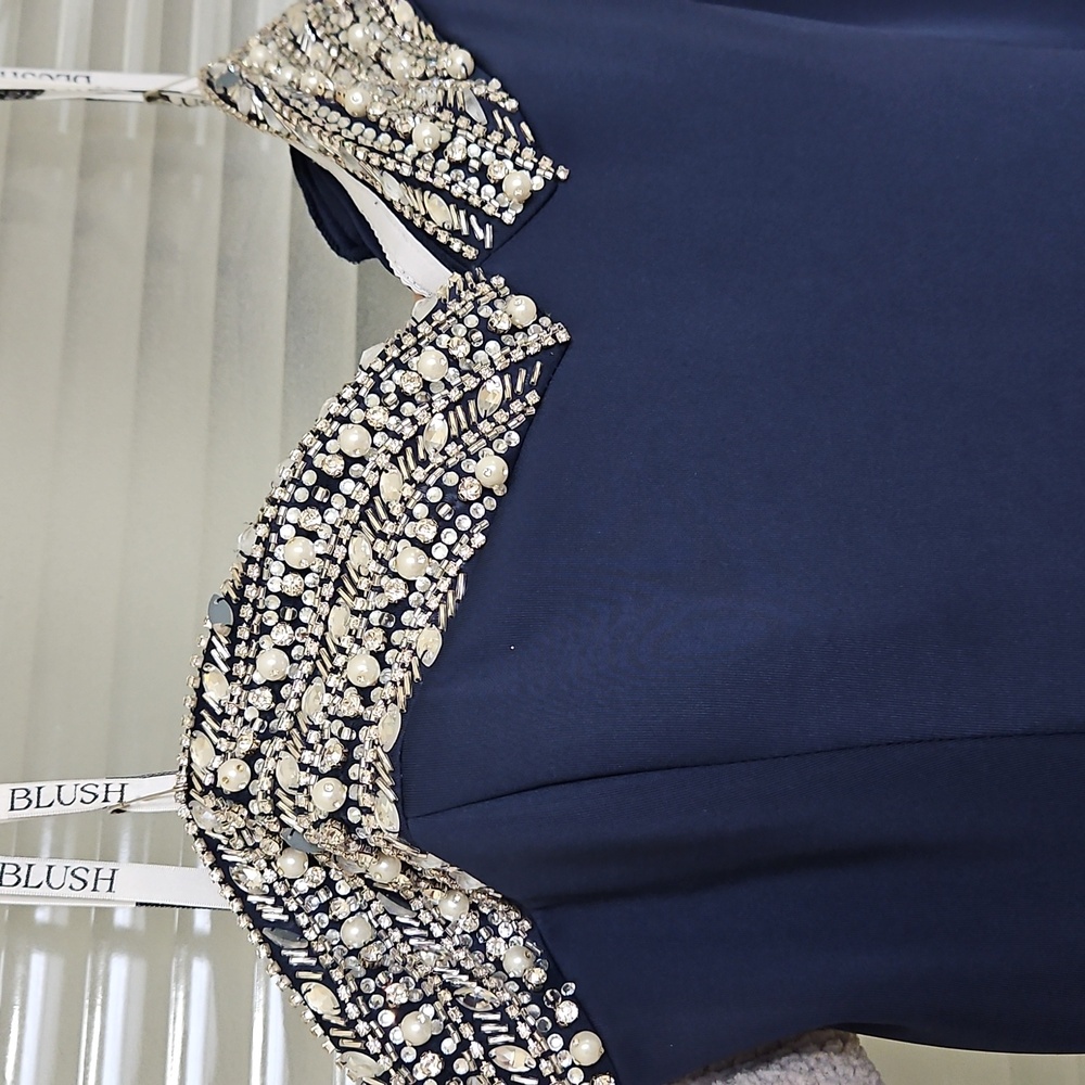 Size 24/24w Strapless Navy Blue Scuba Trumpet Gow… - image 4